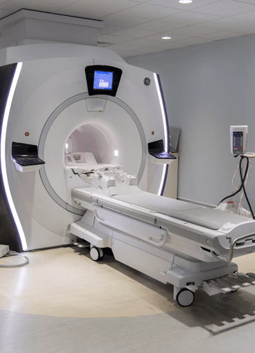 Photograph of an MRI scanner.